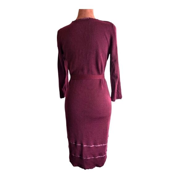 Roccobarocco burgundy wool blend sweater  dress size M 3/4 sleeves VINTAGE - Picture 4 of 9